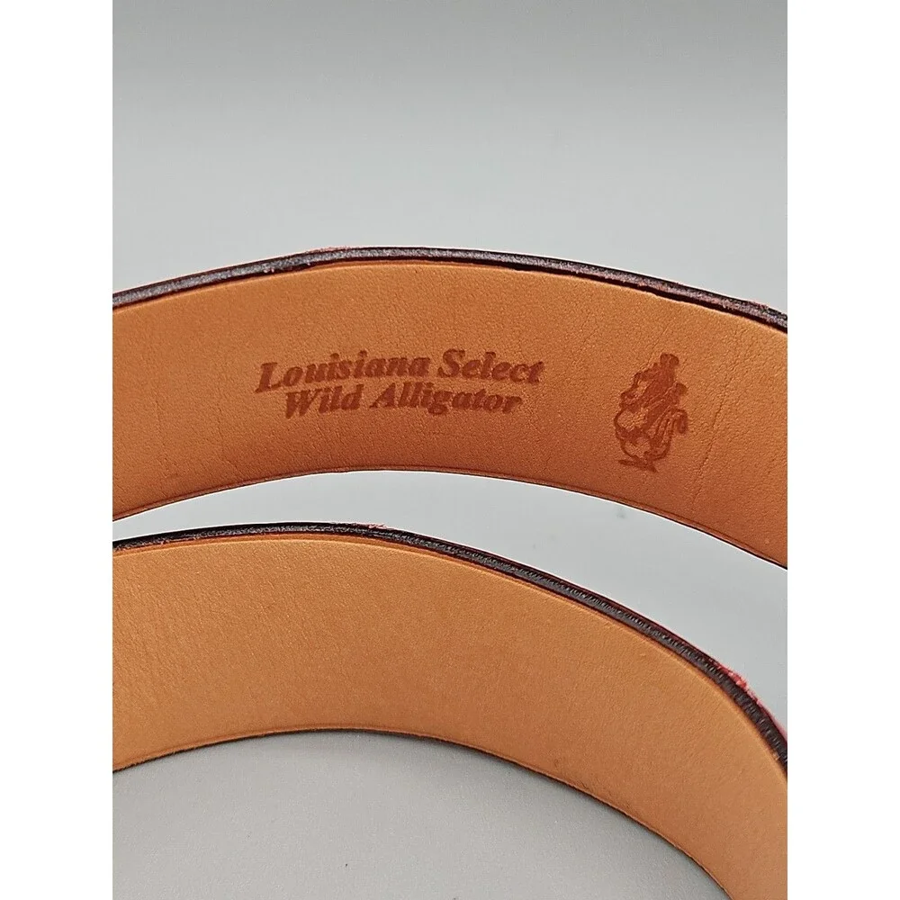 Louisiana Alligator Red Leather Mens Tapered Belt Handcrafted In USA Size 31